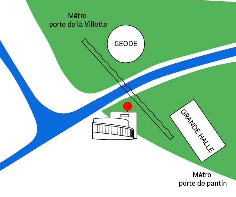 Plan d'accès à Villette Makerz, Folie L5, entre les métros Porte de la Villette et Porte de Pantin